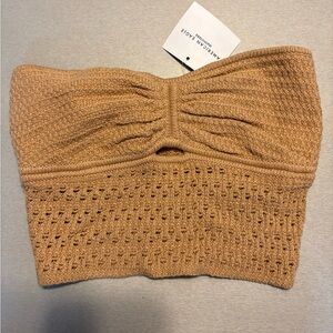American Eagle cropped crochet tube top XXS tan